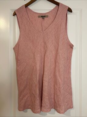 FLAX Pink Linen Sleeveless Tank Top | Relaxed Fit | Size L